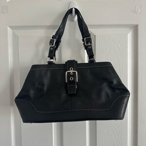 COACH Hampton Black Leather Satchel Handbag E0820-F12602